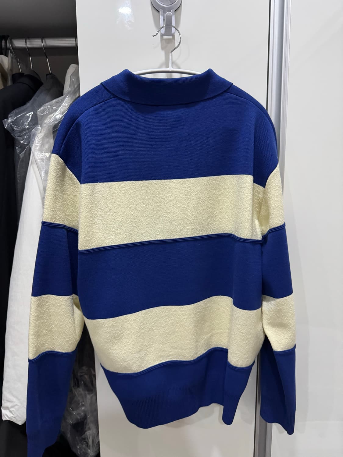 타임옴므 텍스처 블록 스트라이프 니트 탑 100사이즈 상품이미지2