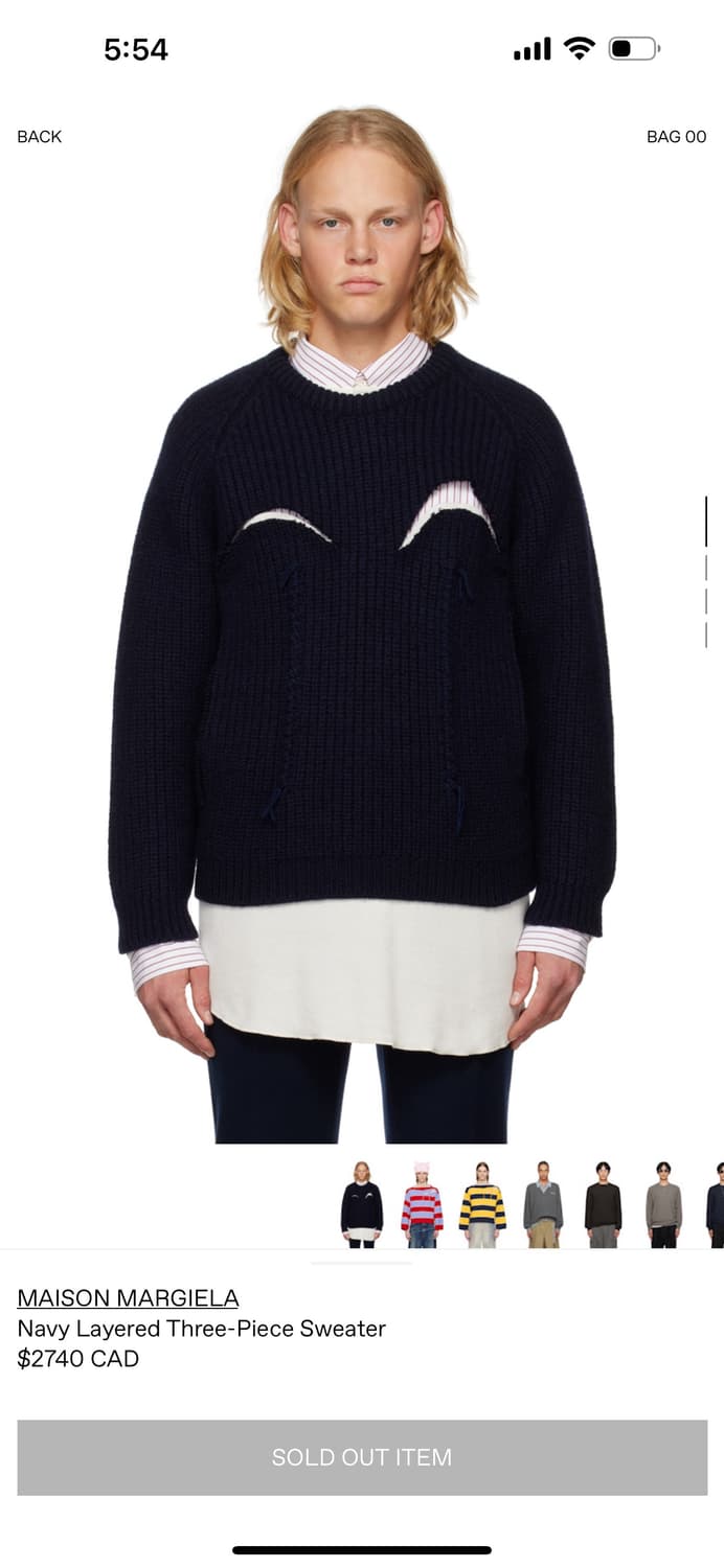 마르지엘라 네이비 3-piece 레이어드 니트 상품이미지1