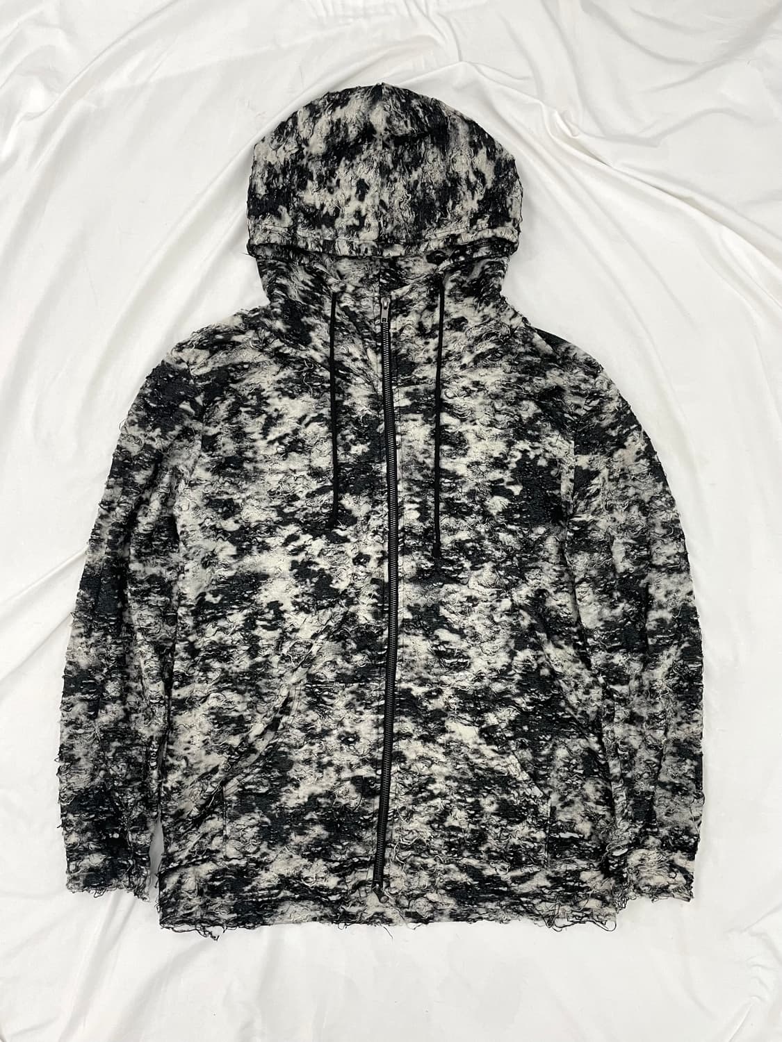Black & White grunge hooded zip-up 상품이미지2