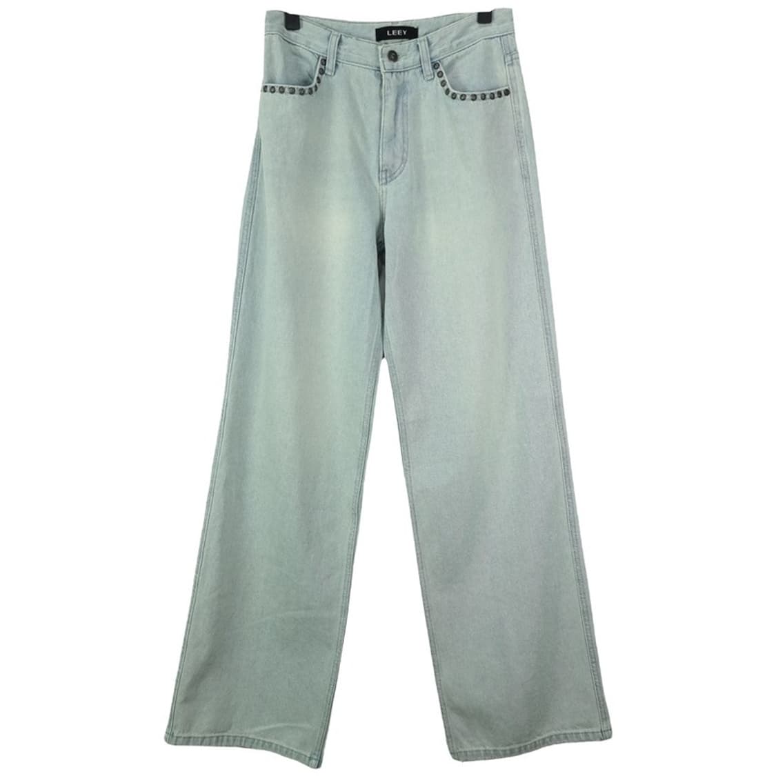 [LEEY YEEL] 아이스워싱 스터드 리벳 와이드 데님팬츠 M19764 상품이미지2