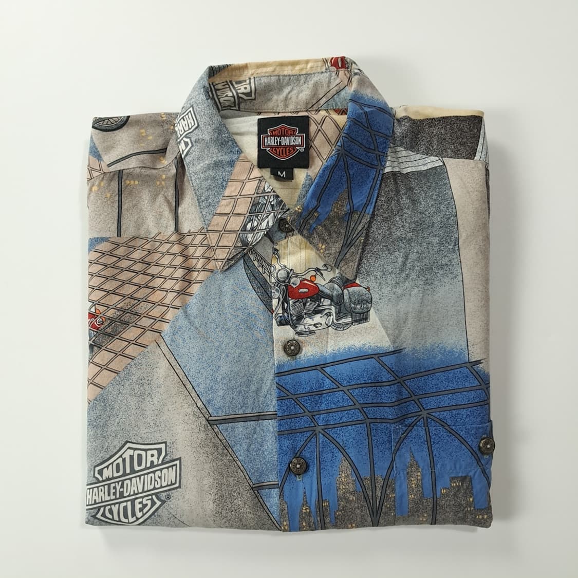 CK233 M 할리데이비슨x토리리처드 90s 미국판 비스코스 알로하 셔 상품이미지7