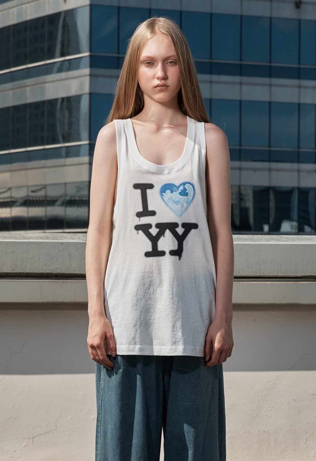 Open yy I love yy sleeveless white 상품이미지1