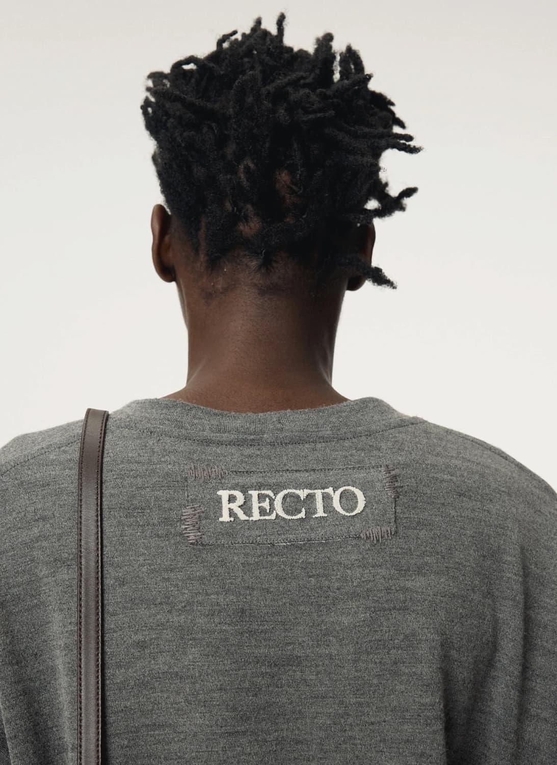 렉토 25FW 백로고 울 반팔 티셔츠 멜란지 그레이 상품이미지6