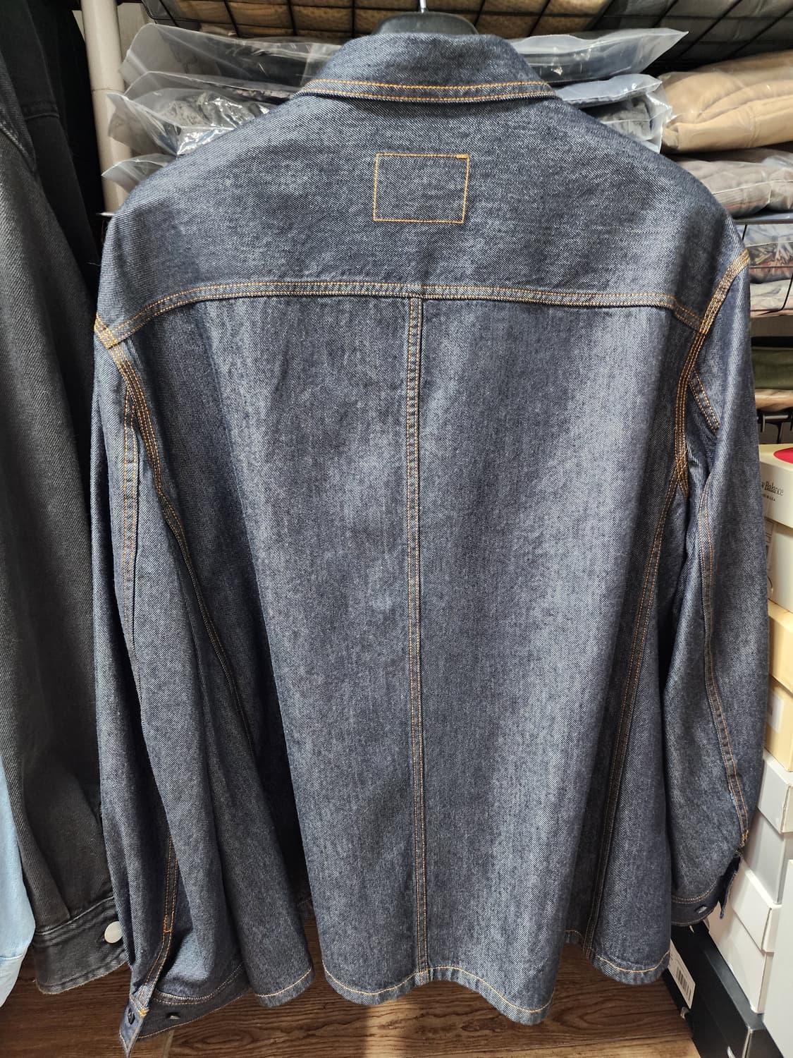 [XL, 4][새상품] 포터리 코튼 실크 데님 테일러드 자켓 인디고 상품이미지4