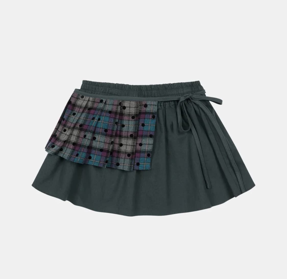 오헤시오 체크 투웨이 미니 스커트 애쉬 블루 상품이미지1