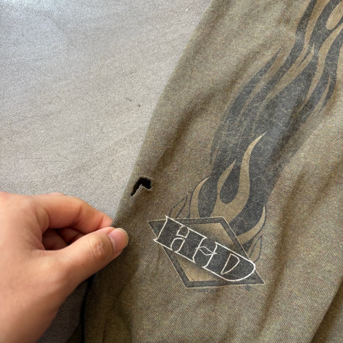 할리데이비슨 정품 미국 생산 카키 플레임 긴팔 티셔츠 상품이미지5