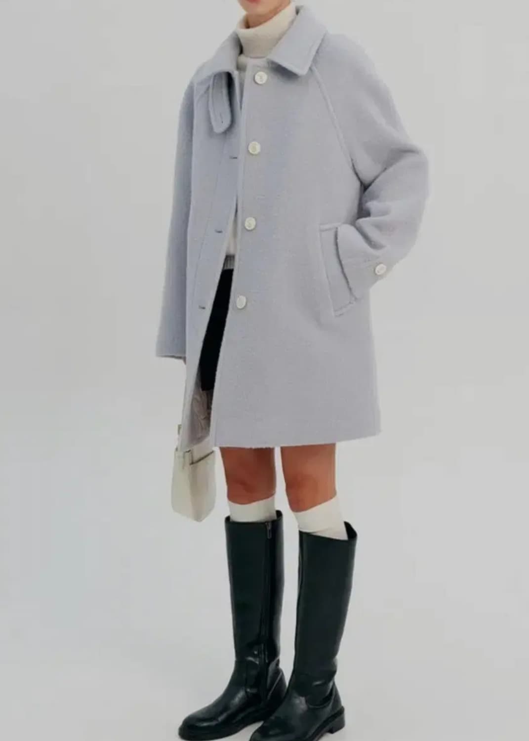 [새상품,정가 37만원] 룩캐스트 헤일리 울 부클 하프 코트 💙 상품이미지5