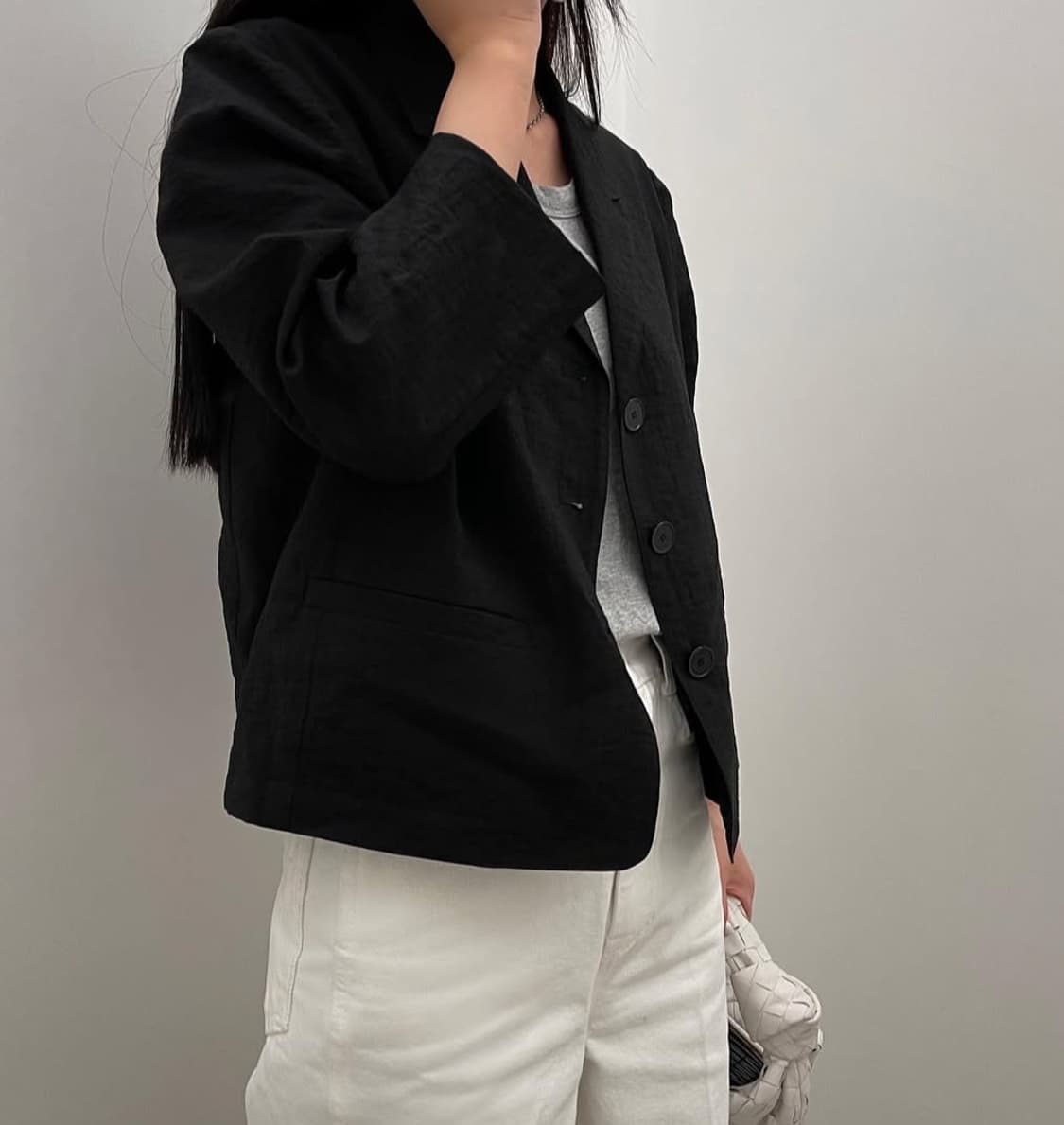 마스큘린 웨이스트 숏자켓 블랙 상품이미지3