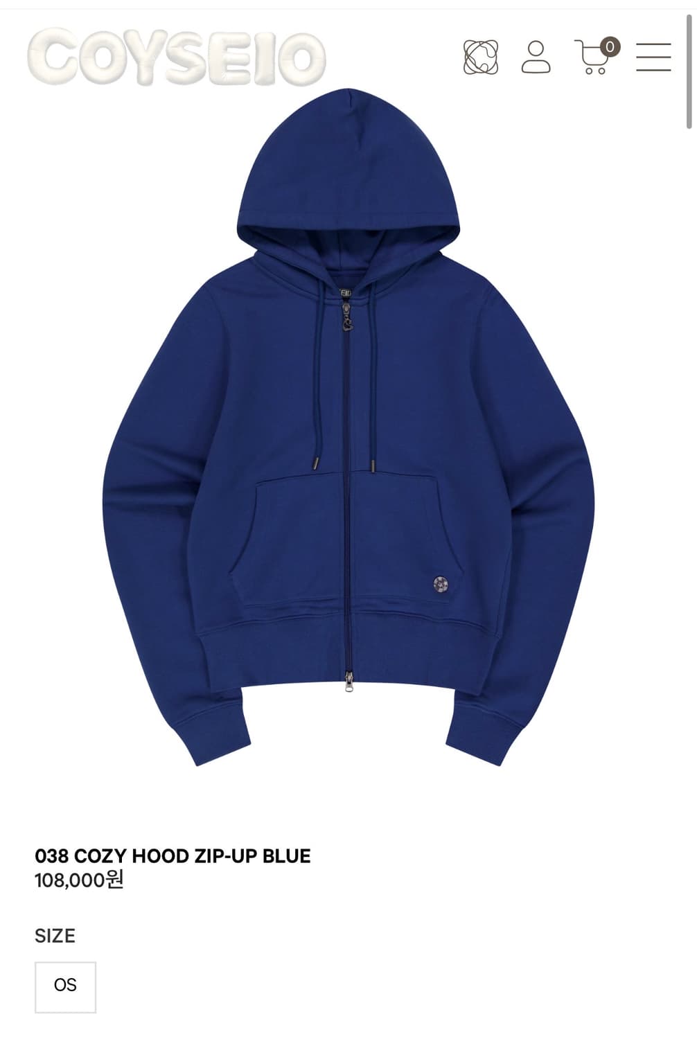 코이세이오 038 코지 후드집업 블루 상품이미지1