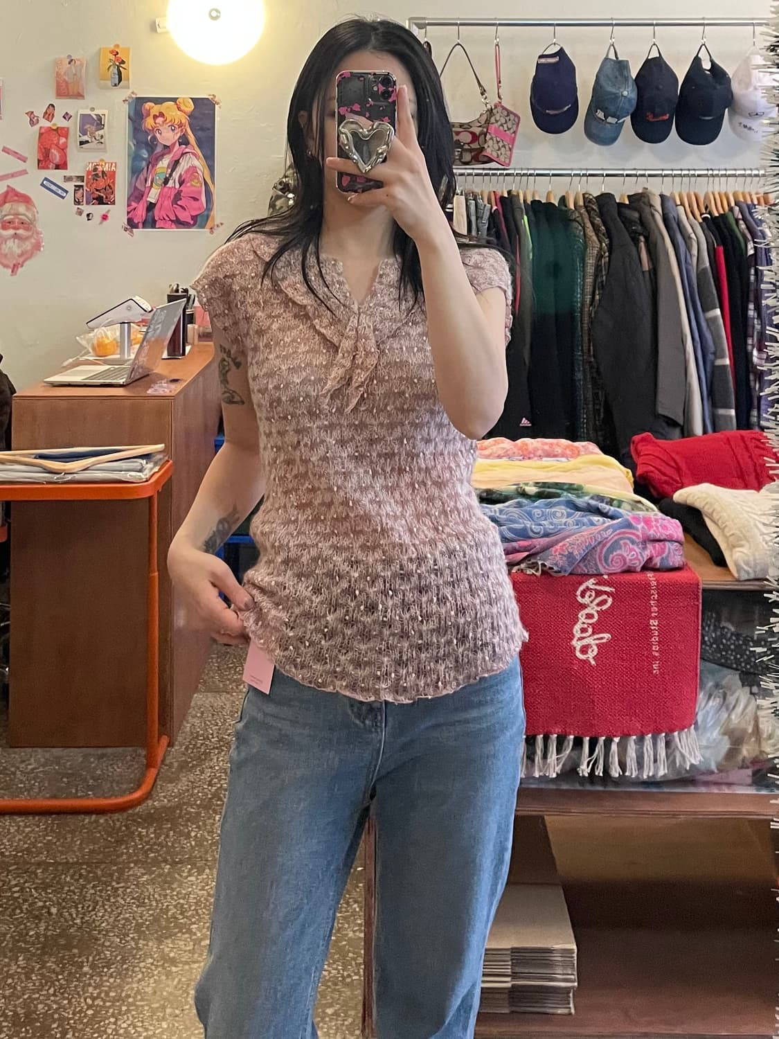 핑크 니트 탑 [무배] 상품이미지1