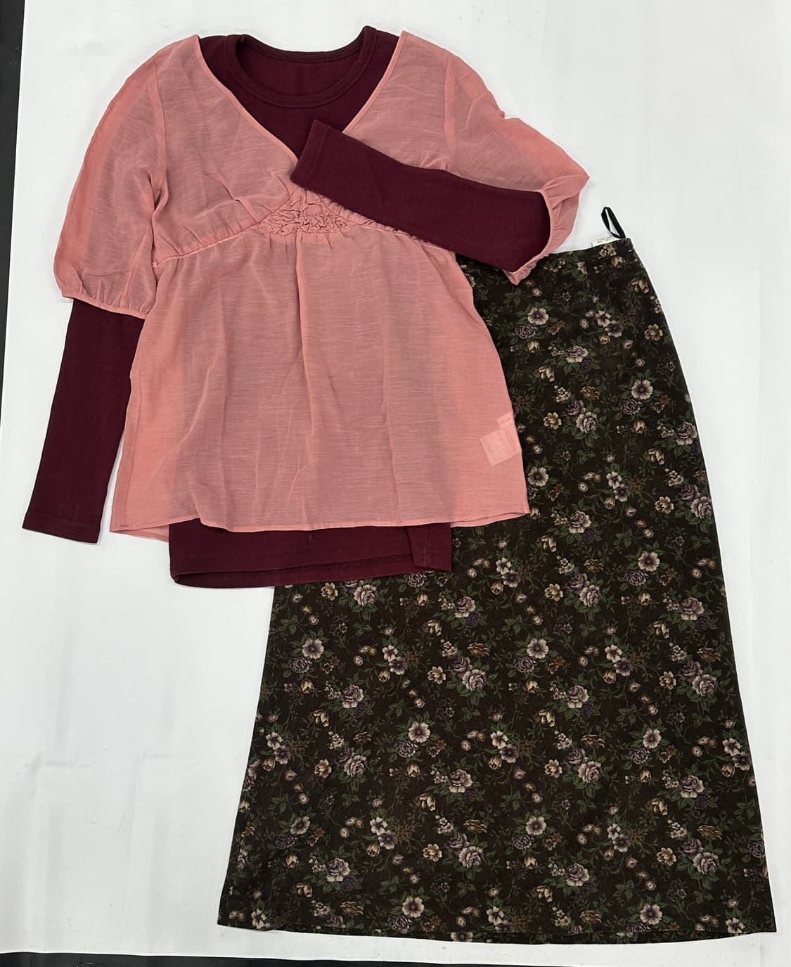 ♥️하구미의 플라워 스커트 코디세트♥️ 그런지 히피 오리엔탈 버건디 상품이미지2