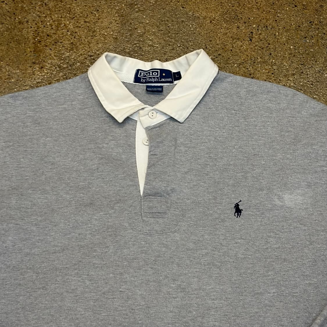 레어 90s 미국 빈티지 폴로랄프로렌 헤비코튼 럭비티 카라티 상품이미지3