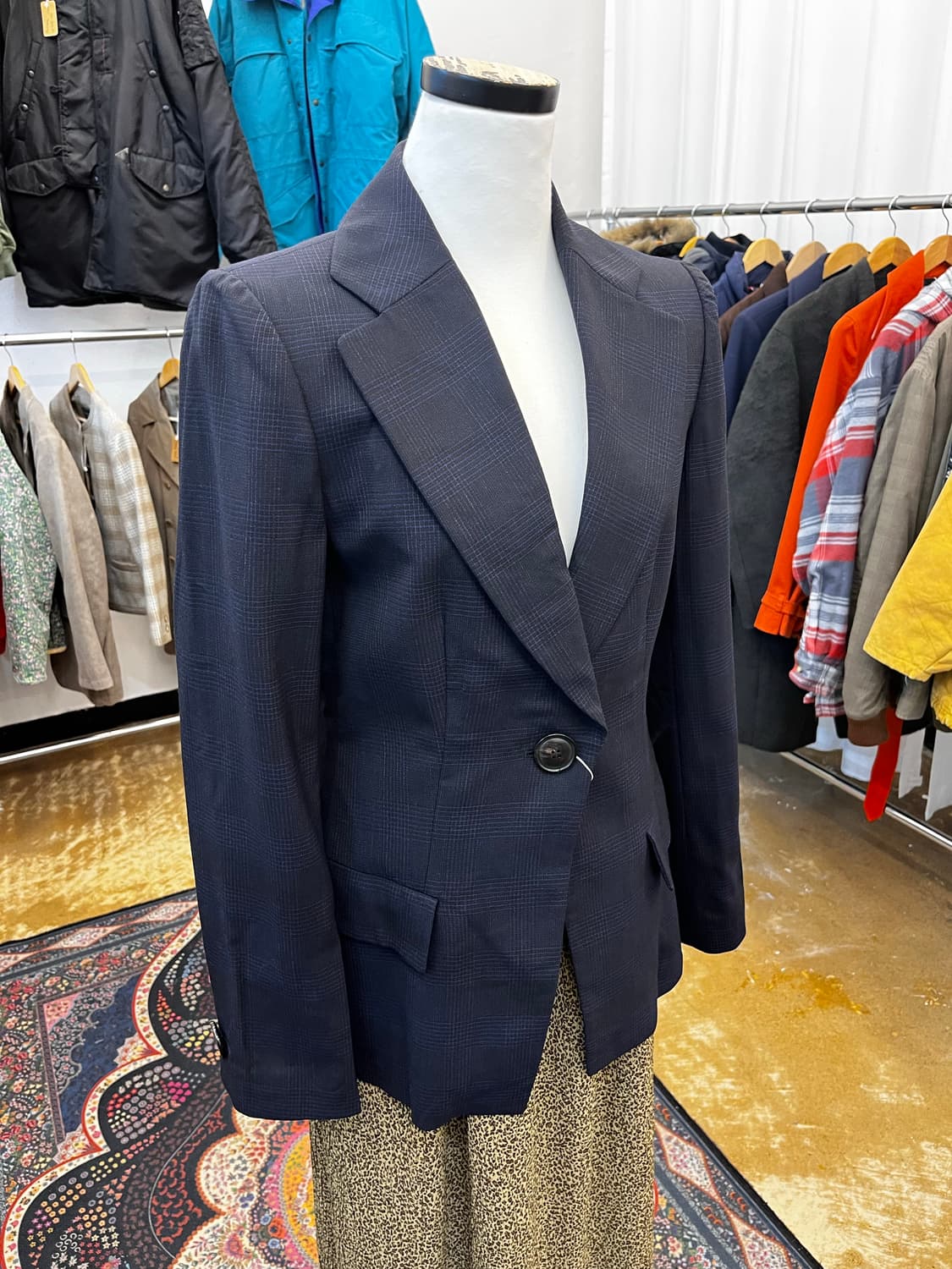 조르지오 아르마니 글렌 체크 테일러드 싱글 블레이저 상품이미지1