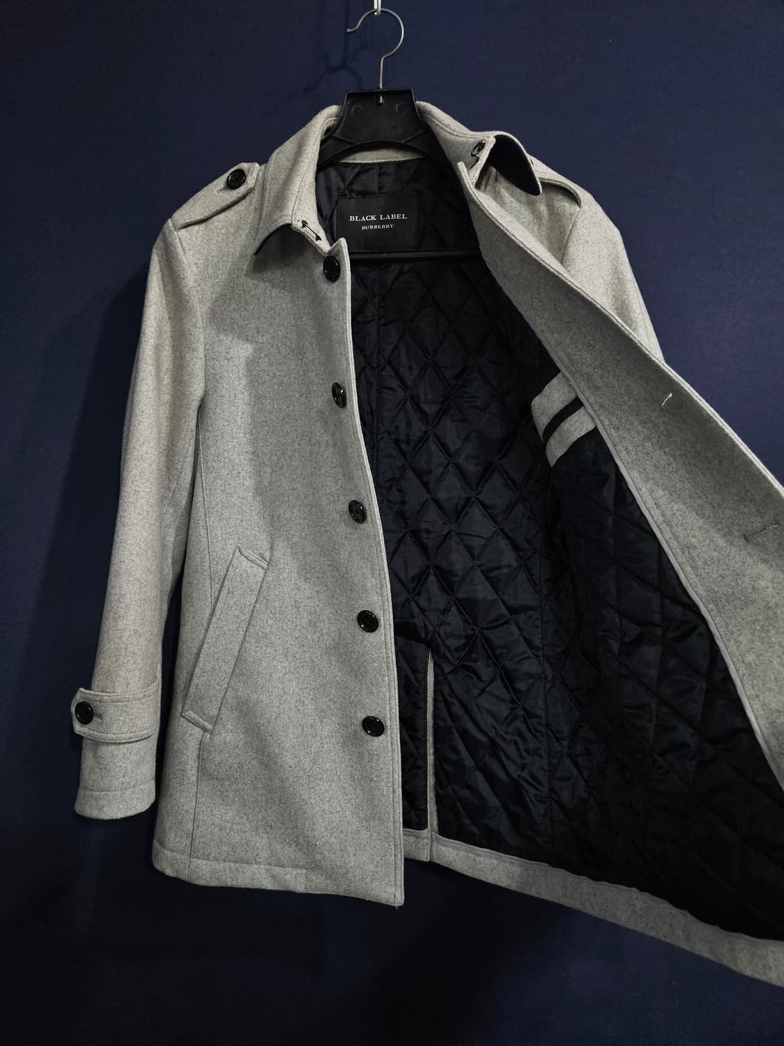 버버리 블랙라벨 아이보리 남성 슬림핏 95 반코트 자켓  상품이미지8