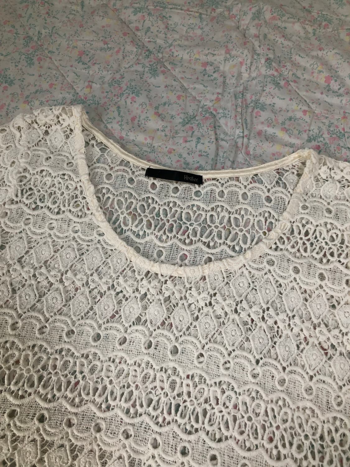 빈티지 크로쉐 크롭 반팔 니트 상품이미지4