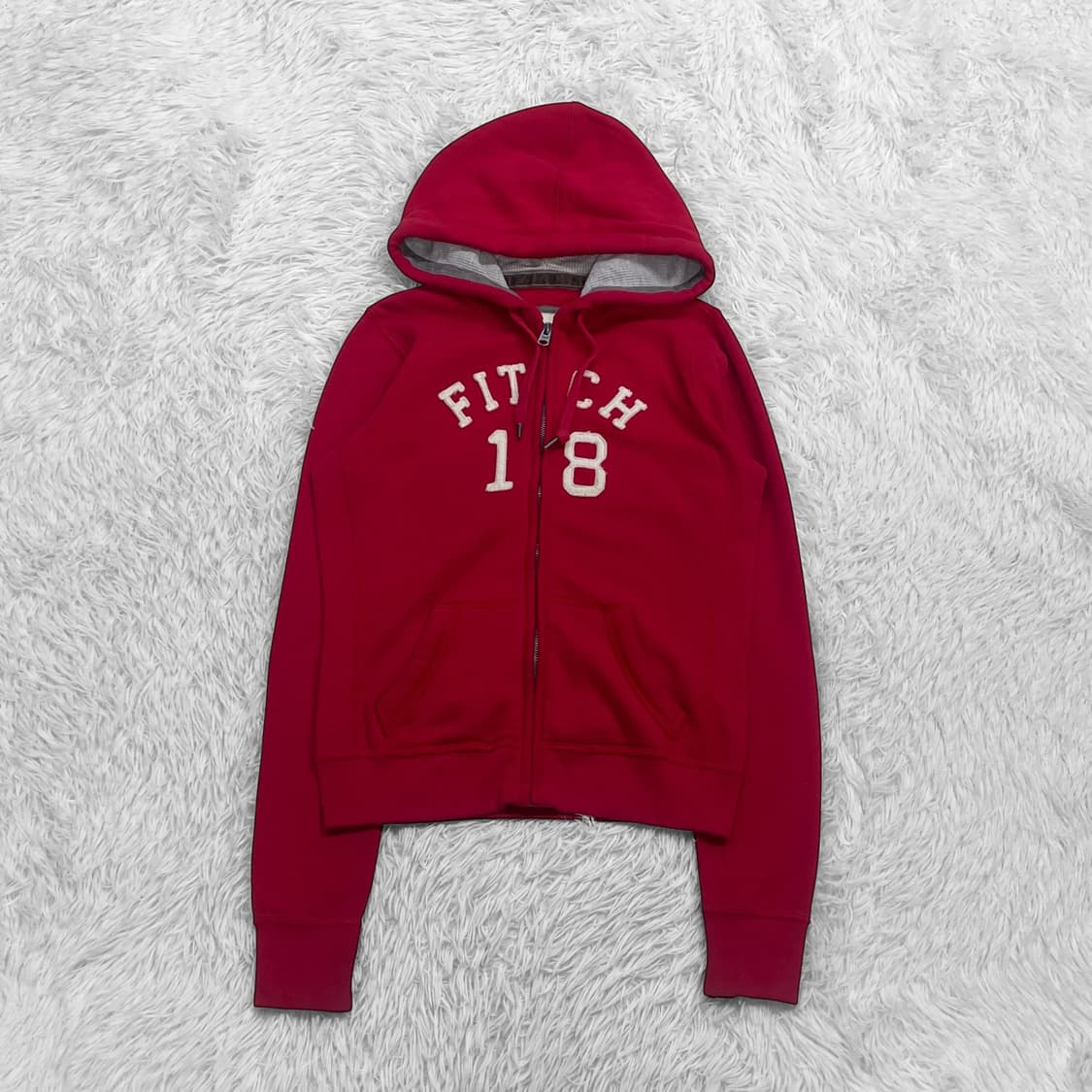 아베크롬비 피치 로고 후드집업 레드 상품이미지2