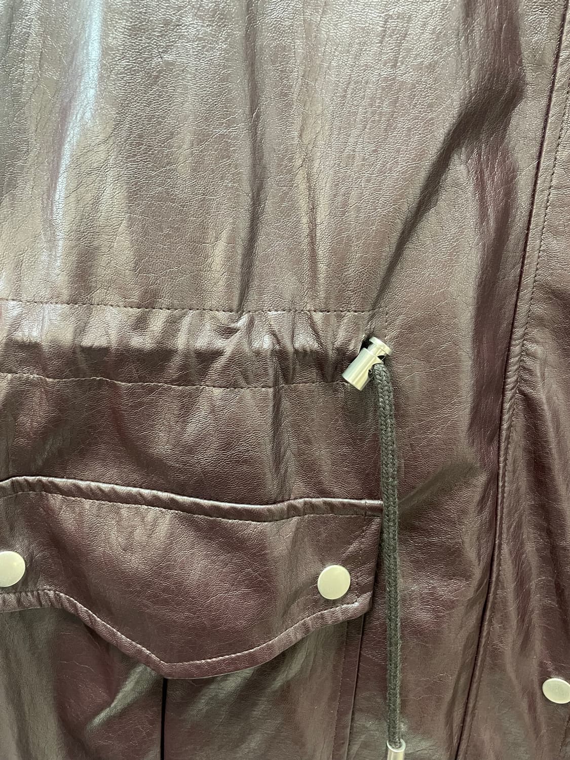 버건디 페이크레더 사파리 자켓 상품이미지2