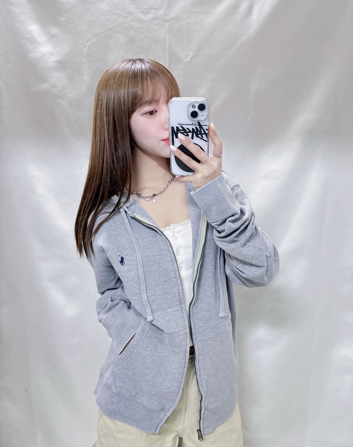 폴로 랄프로렌 그레이 포니 후드집업 상품이미지1