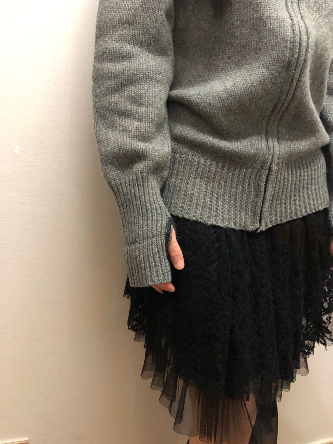 빈티지 그레이 하이넥 니트 집업 상품이미지7