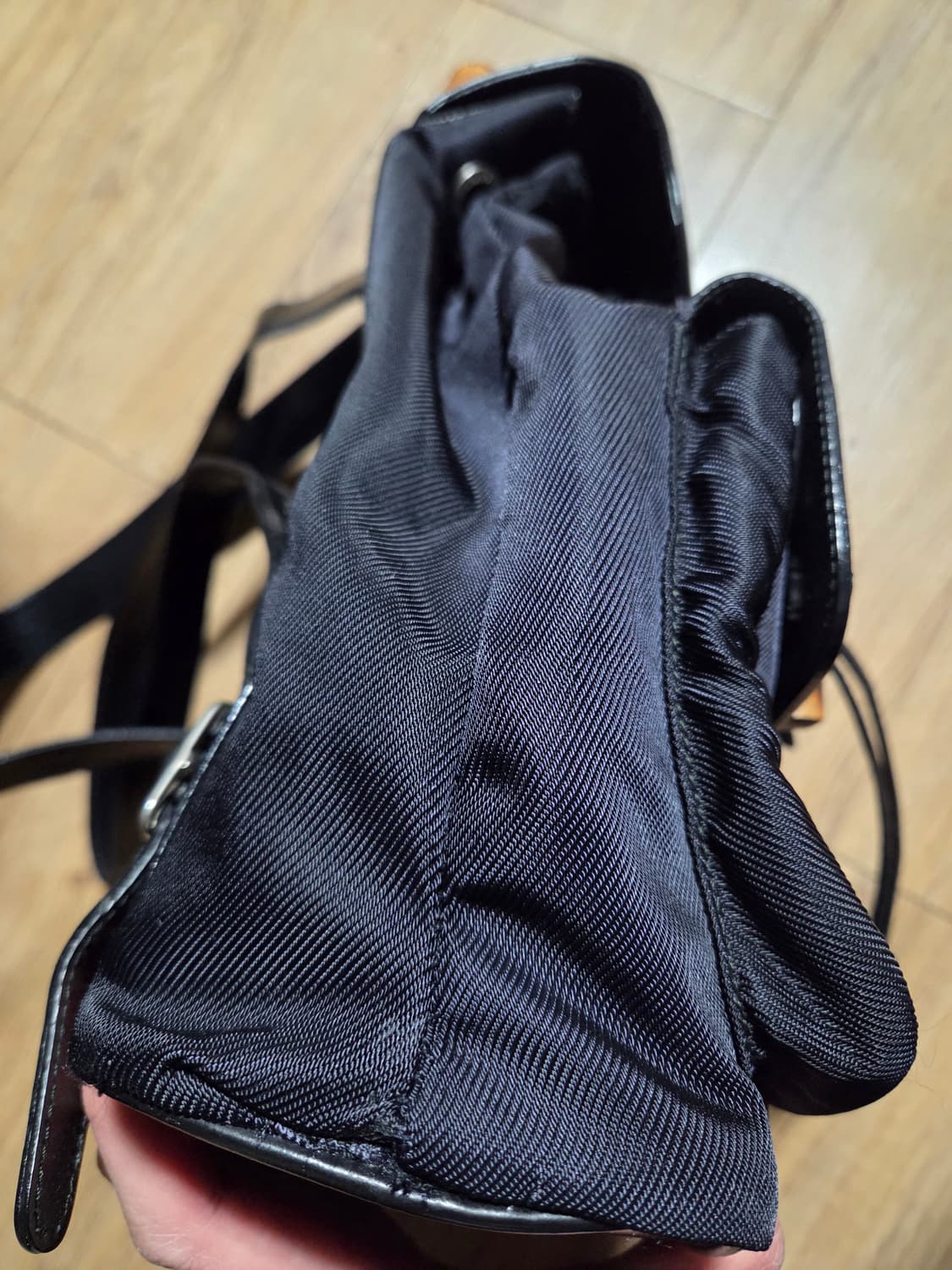 올드 구찌 나일론 레더 뱀부 백팩 상품이미지7