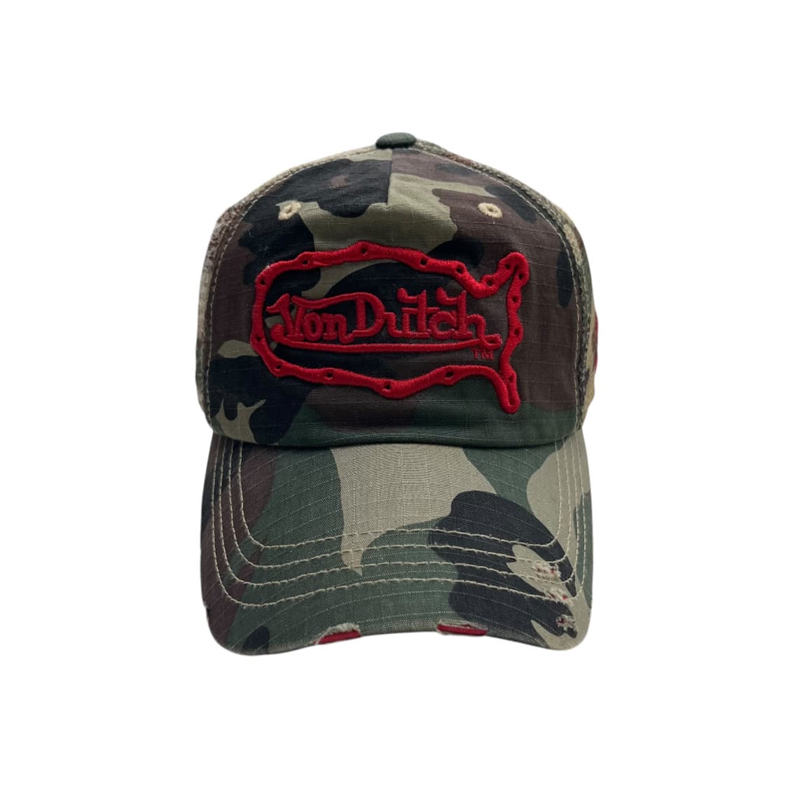 본더치 y2k 레드자수 카모 볼캡 상품이미지4