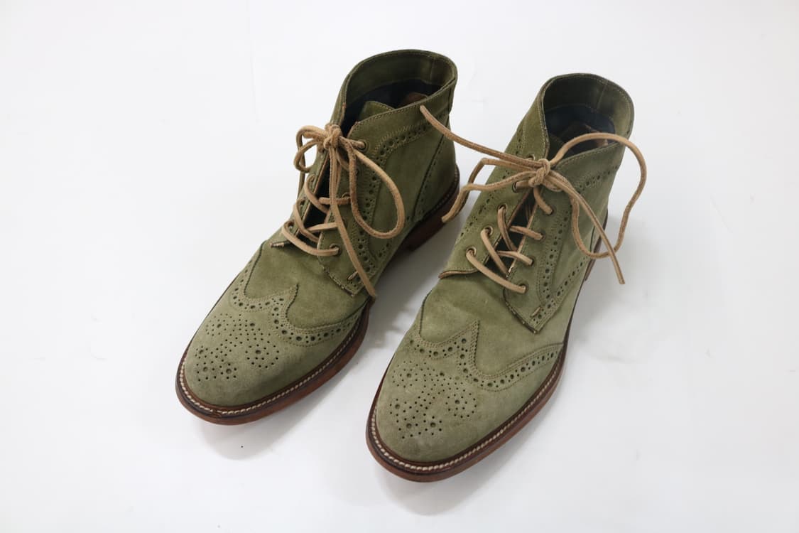 알프레도 바니스터 빈티지 그린 스웨이드 윙팁 부츠 (42) 상품이미지2