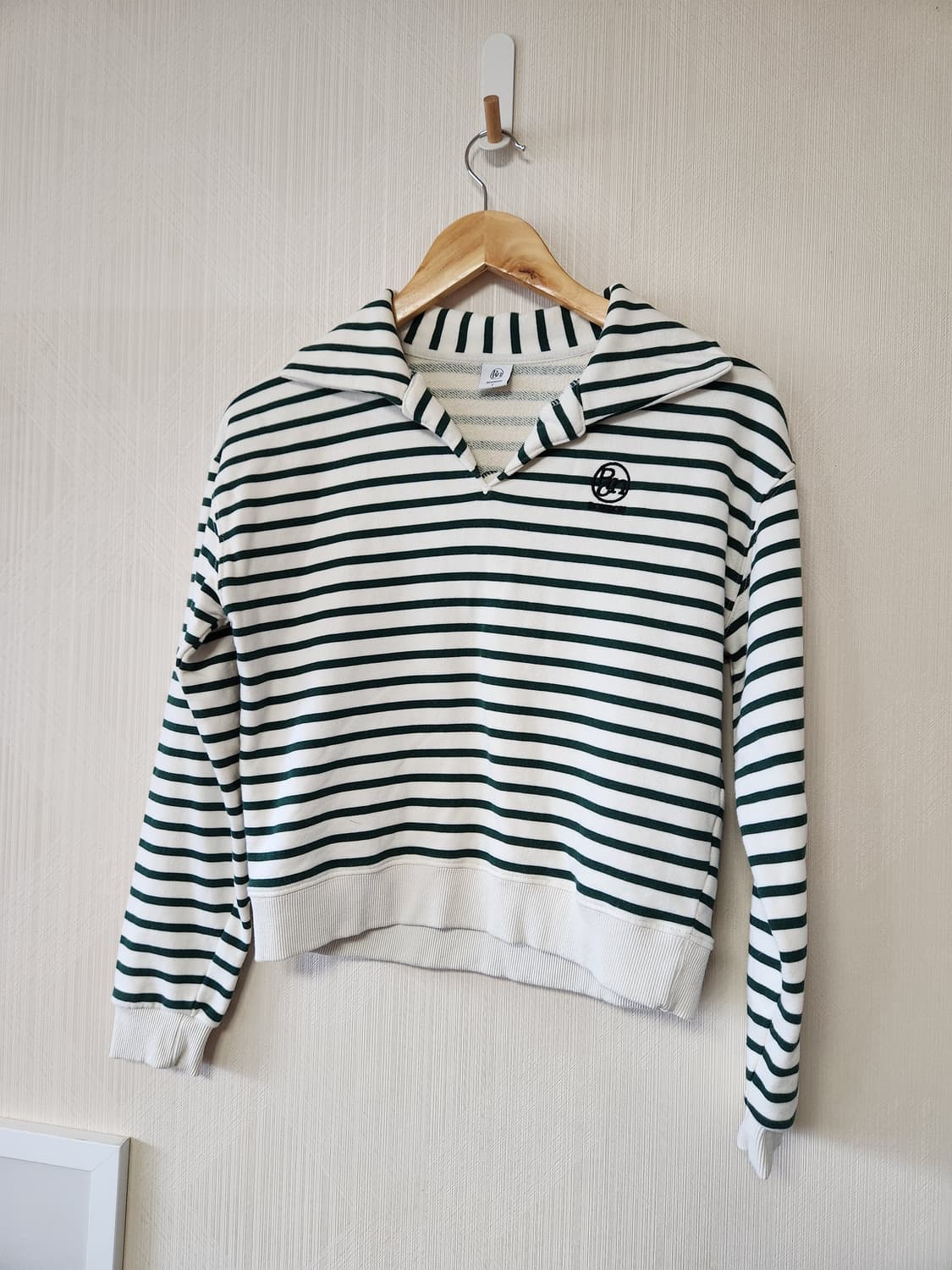 RONRON 론론 그린 스트라이프 카라 스웻셔츠 맨투맨 상품이미지3