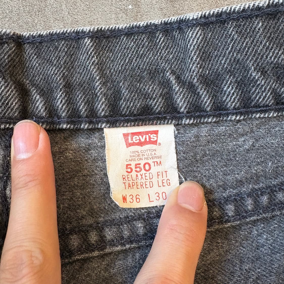 90s 94년 미국 생산 리바이스 550데님 오렌지탭 블랙 팬츠  상품이미지9