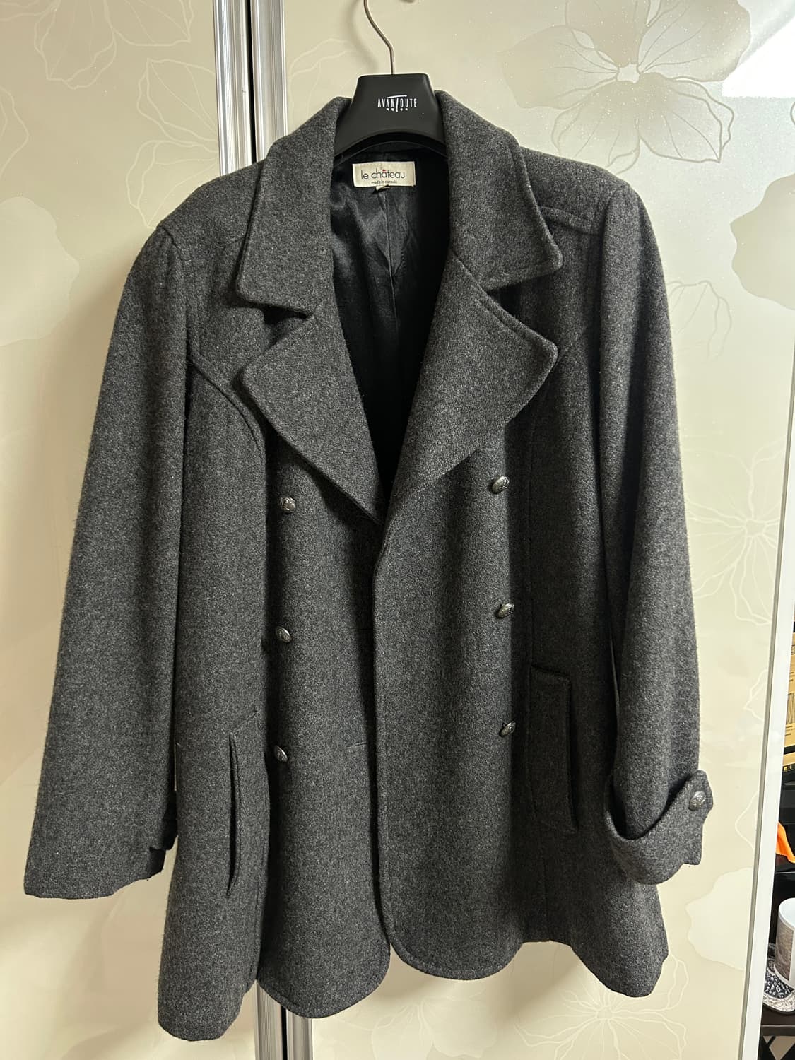 [Le Château] 빈티지 차콜 울 블렌드 더블 코트 상품이미지1