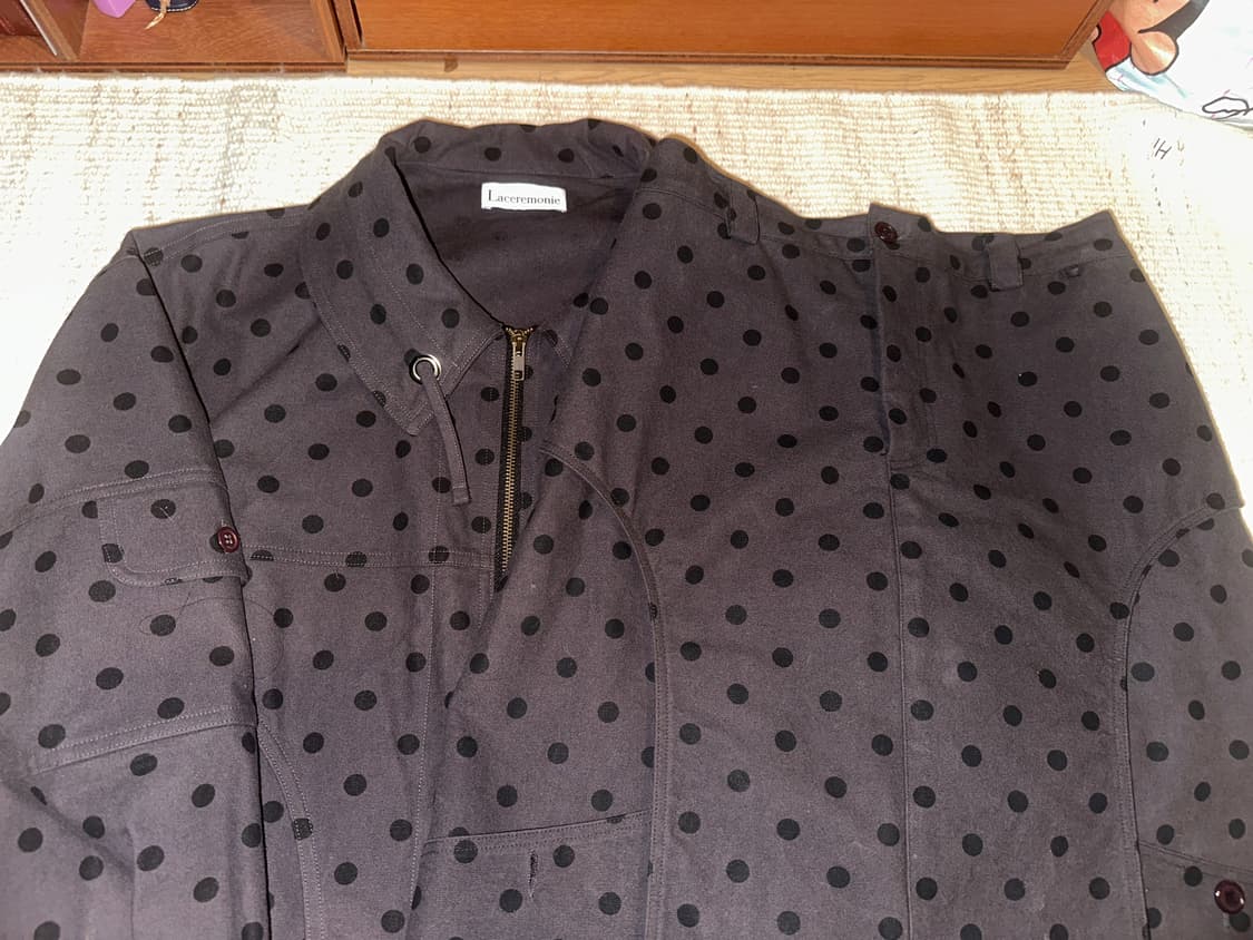 라세레모니 도트 패턴 자켓+스커트 블랙 (에스파 윈터 착용 상품이미지1