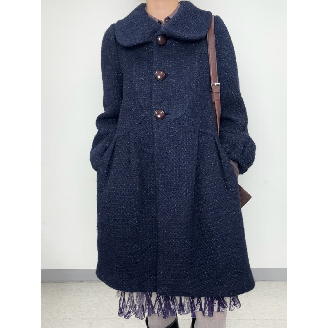 빈티지 네이비 울 코트 상품이미지4