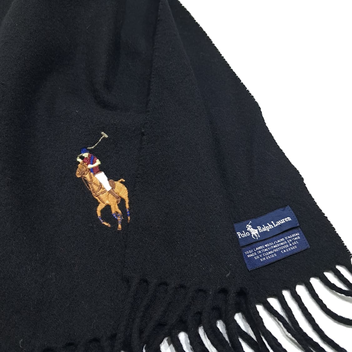 MX573 폴로 00s 이태리판 램스울 빅포니 블랙 머플러 목도리 상품이미지6