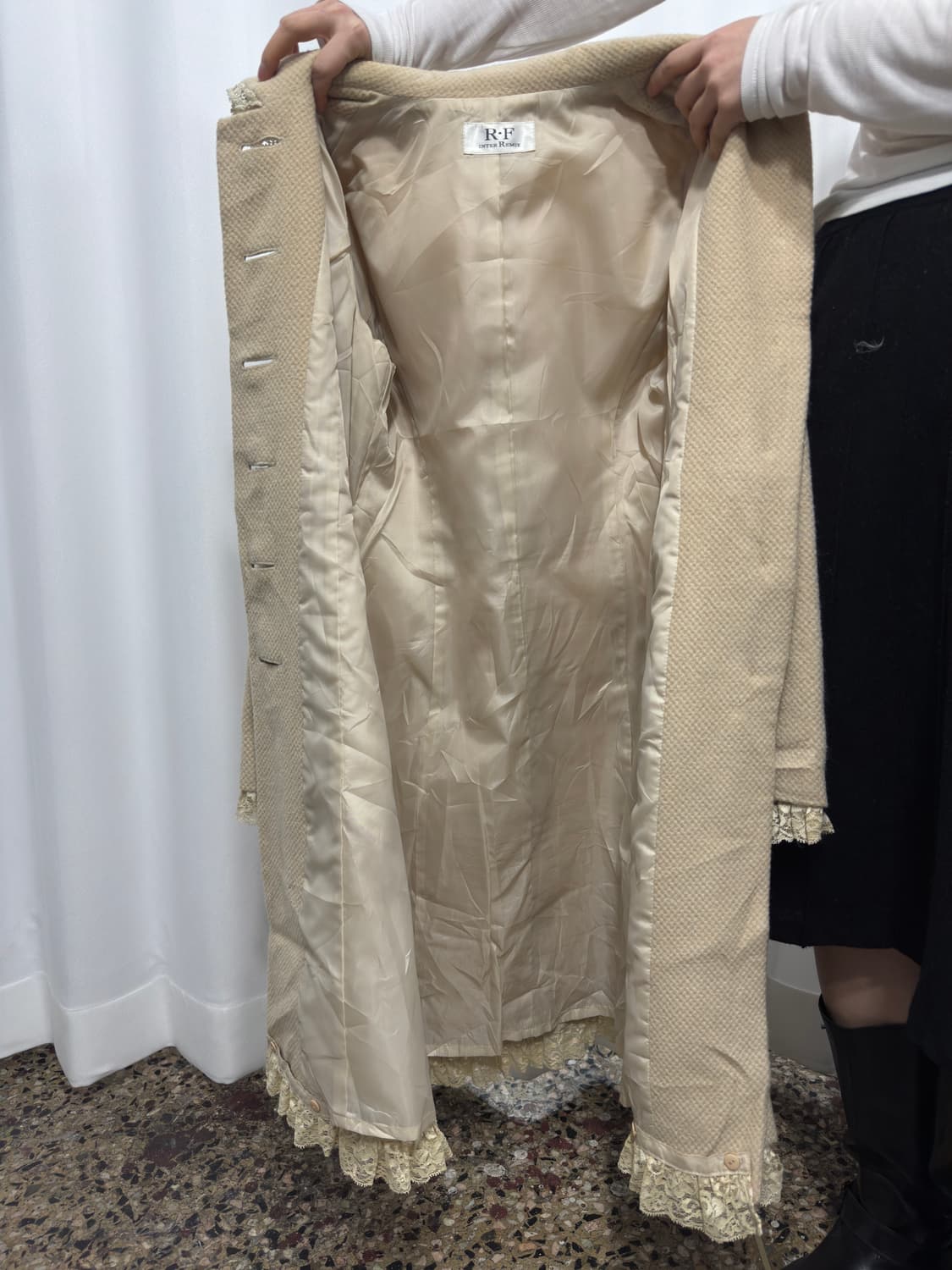 lace detail button wool coat 상품이미지6