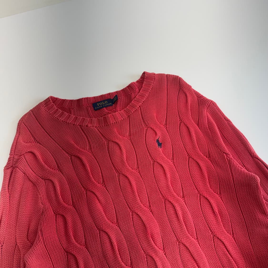 Polo 폴로 네이비 포니 핑크 케이블 니트 상품이미지5