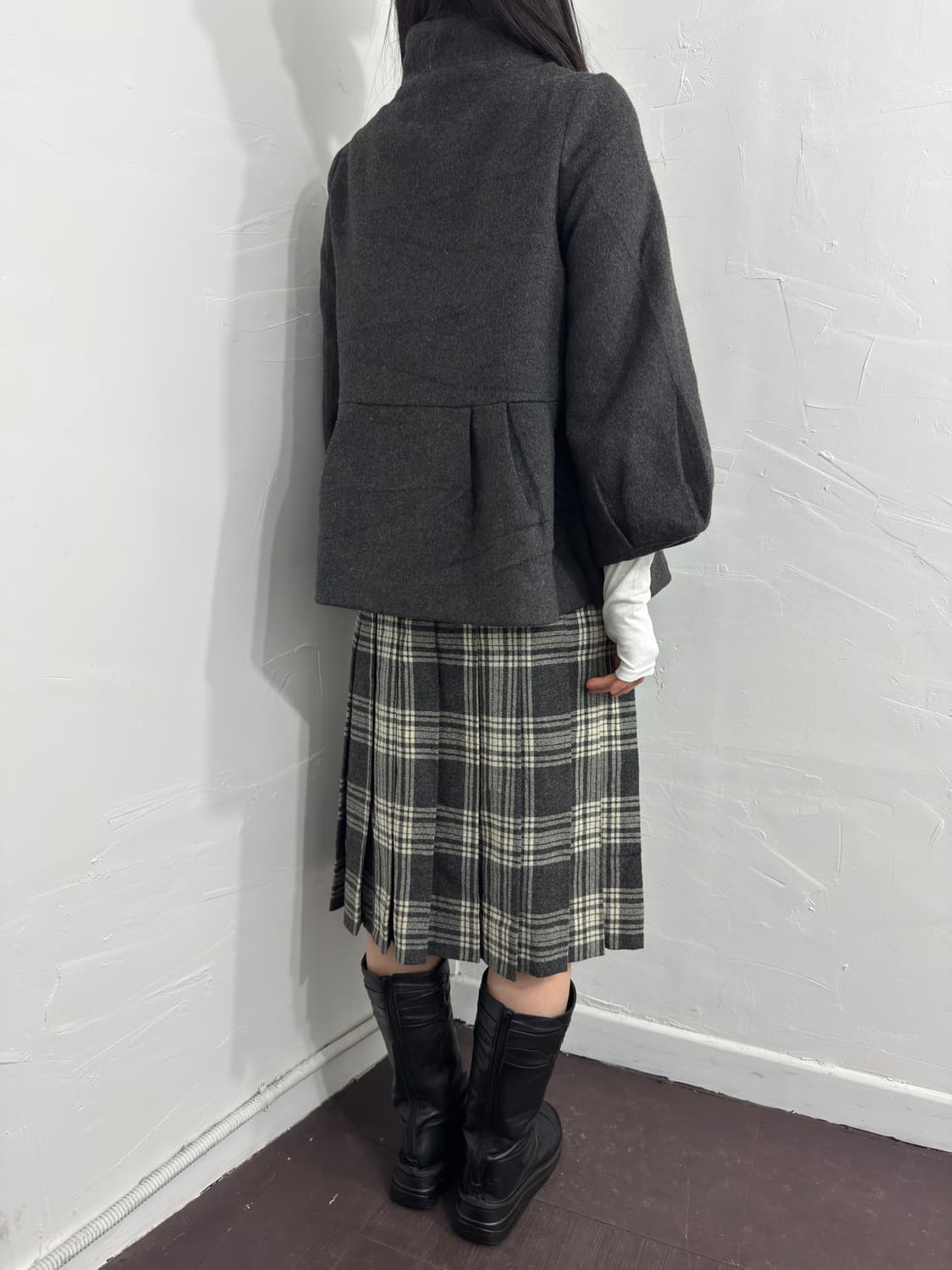 check midi wool skirt 상품이미지5
