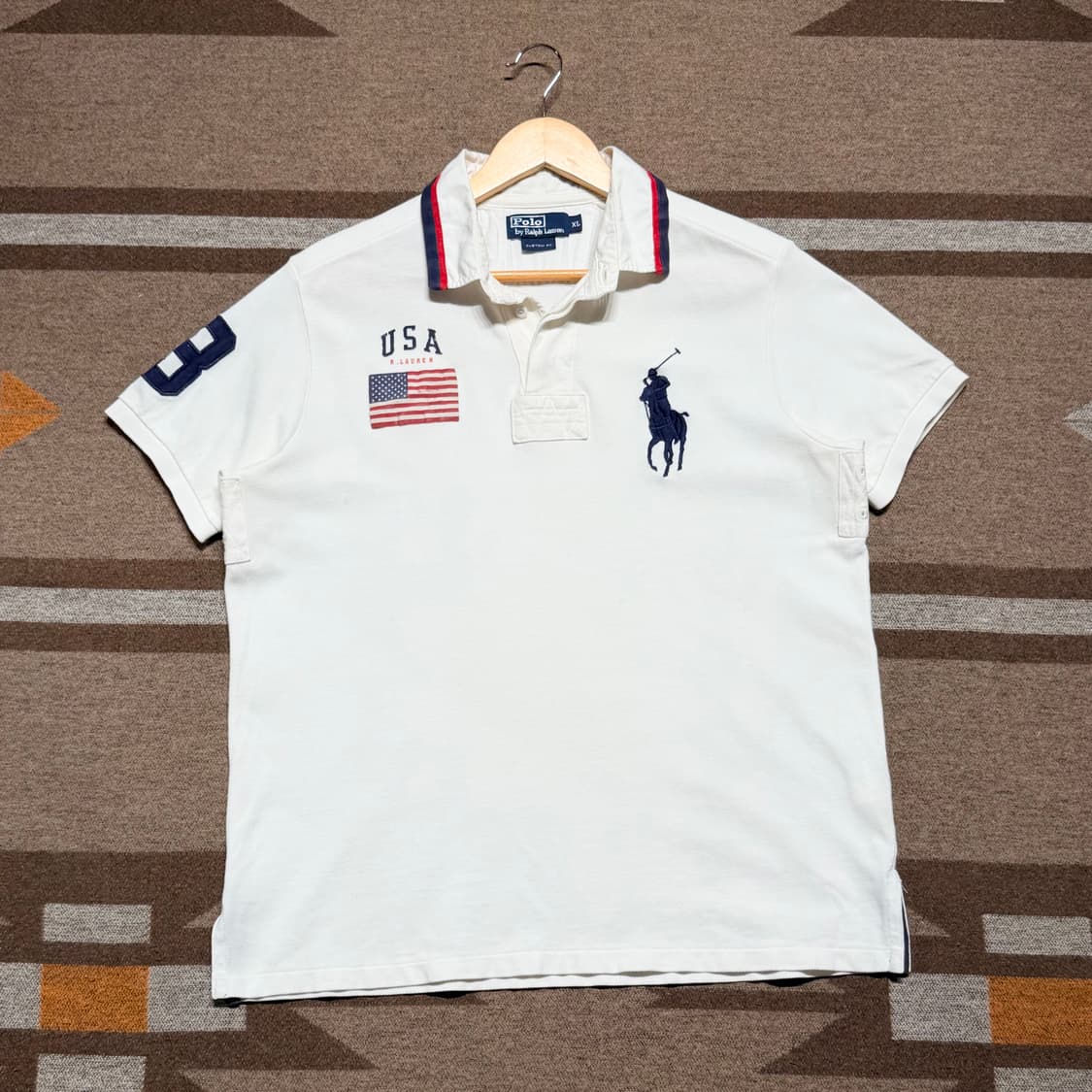 폴로랄프로렌 USA 성조기 빅포니 반팔 럭비셔츠 카라티 XL 치프키프 상품이미지1