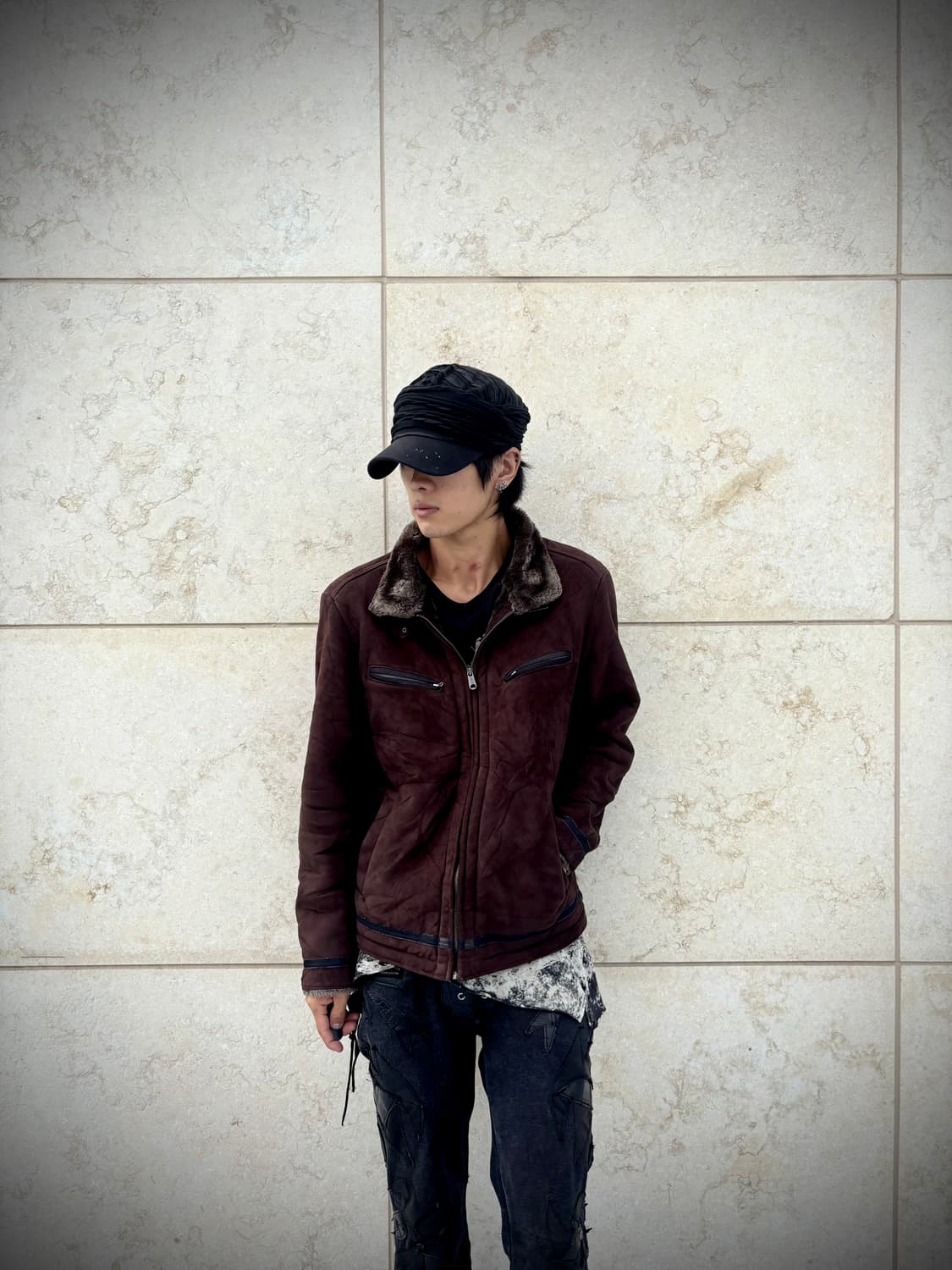 “Vintage” 00’s Brown Fur Trimming Simple 상품이미지3