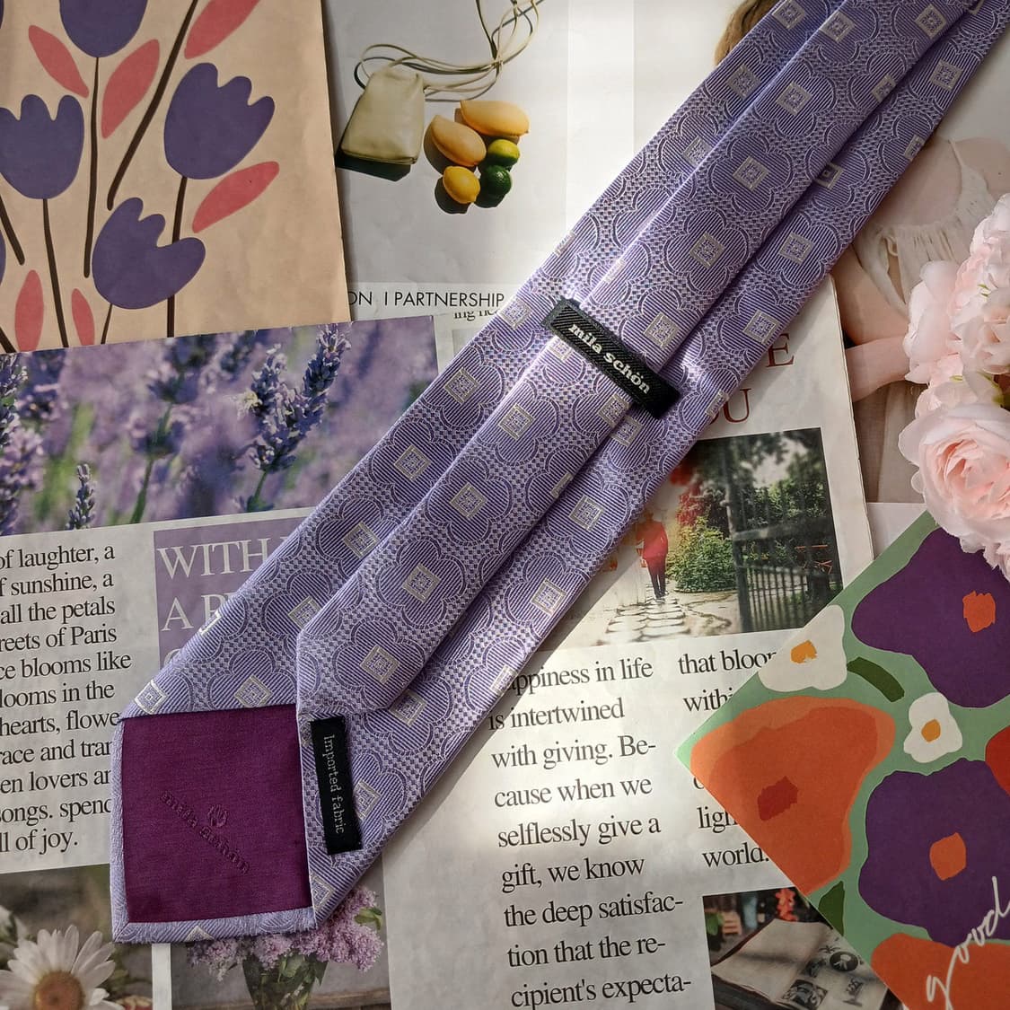 밀라숀 실크 바이올렛 기하 패턴 넥타이 9.5cm A등급 A19571
 상품이미지4