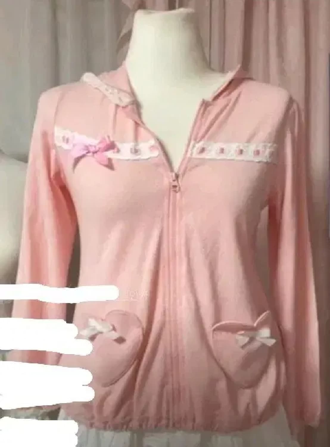 로걀탑 레이스 리본 하트 후드집업 히메갸루 엑시즈팜 리즈리사 상품이미지3