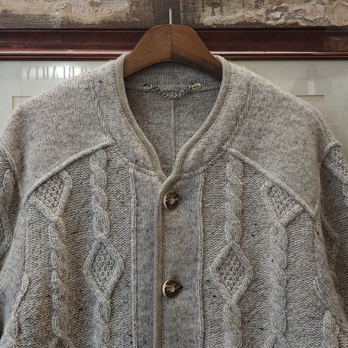 90s 프렌치 핸드메이드 울 가디건 코위찬 헤비울 스웨터 빈티지 니트50 상품이미지3