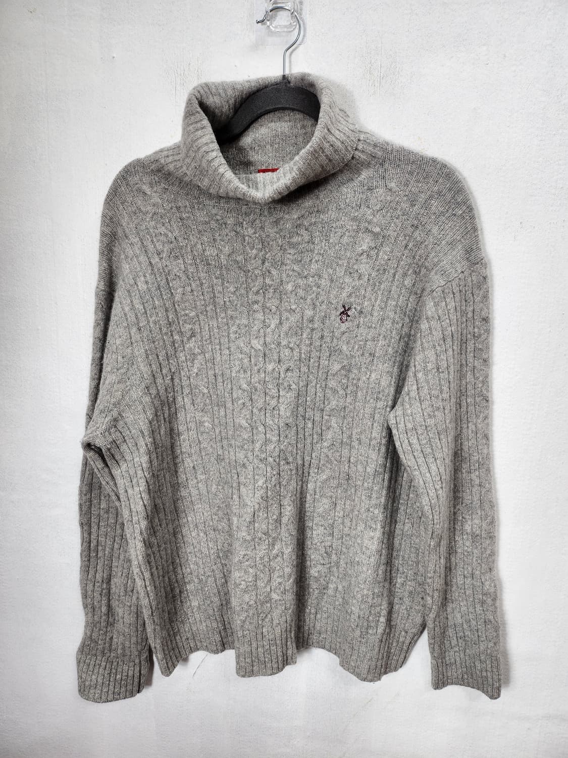 NOTON 울100% 회색 케이블 터틀넥 니트 100-105 XL 상품이미지1