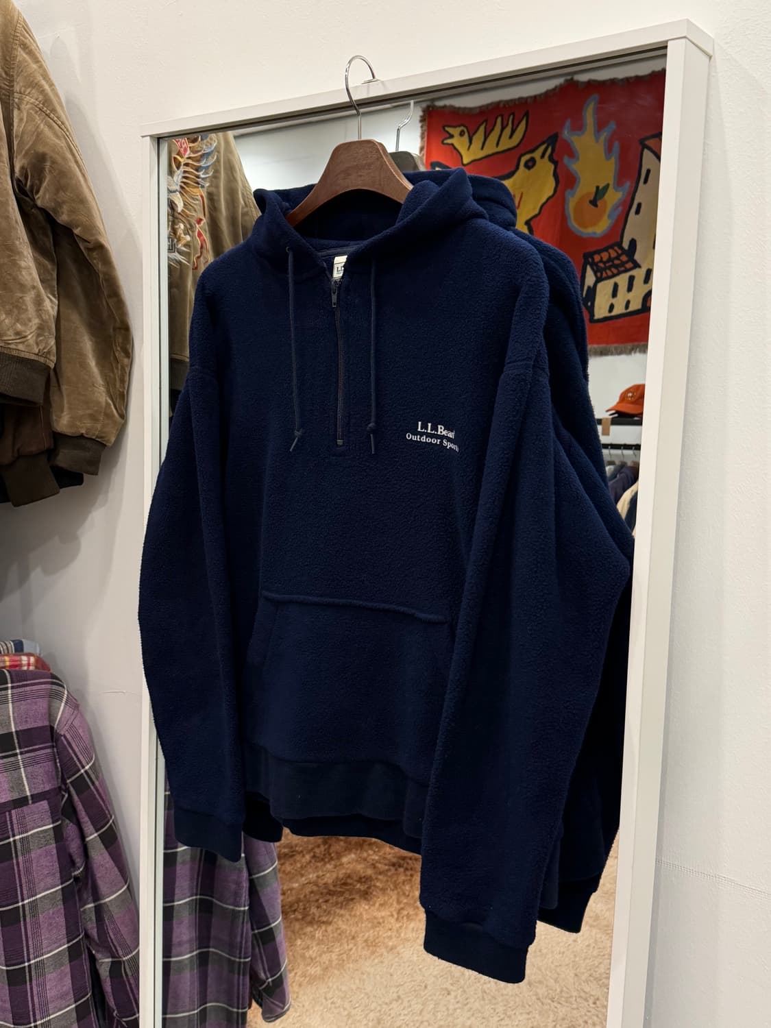 90s L.L.Bean 엘엘빈 하프넥 쿼터 집업 플리스 후드 (USA) 상품이미지1