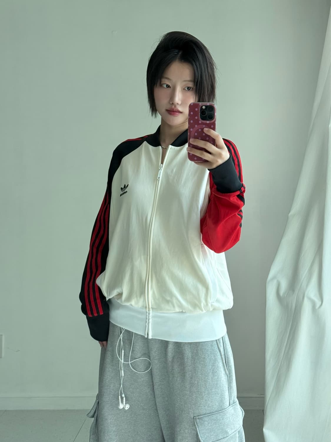 90‘s 아디다스 블랙 레드 져지 상품이미지1