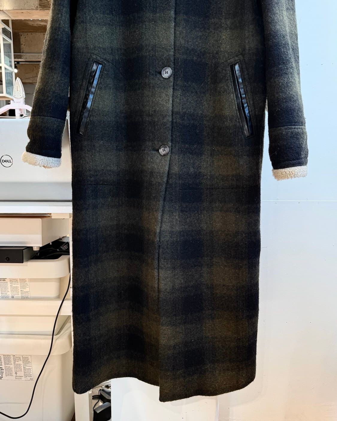 mm6 카키 체크패턴 롱 코트  상품이미지6