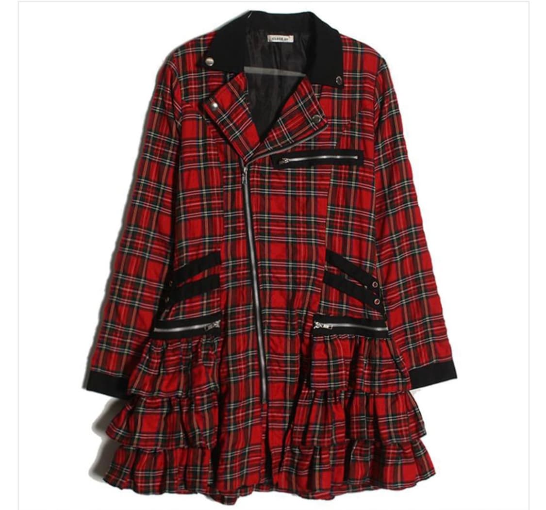 펑크 타탄체크 상의 원피스 상품이미지1