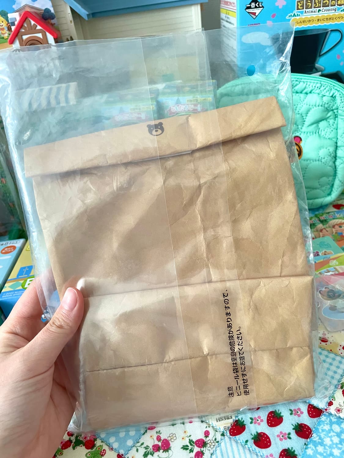 (미사용 새상품) 동물의숲 이치방쿠지 떡밥 분실물 곰돌이 파우치 D상 상품이미지5