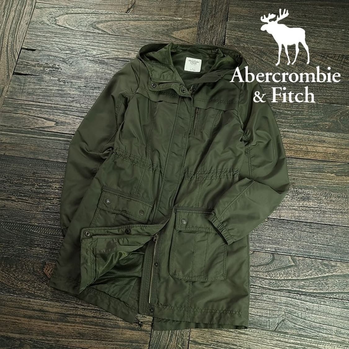 [아베크롬비] 빈티지 가공 후드 피쉬테일 파카 야상 카키 M19949 상품이미지1
