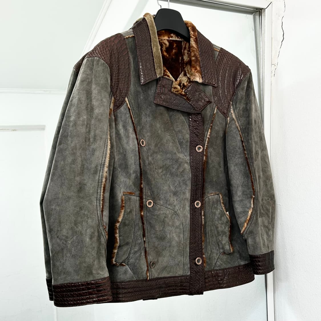 로베르토 카발리 퍼 스웨이드 더블 라이더 자켓 상품이미지5