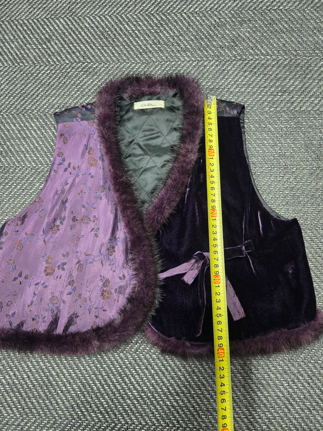 한복 자가드 벨벳 밍크 누빔 베스트 한복배자 55~66 상품이미지8