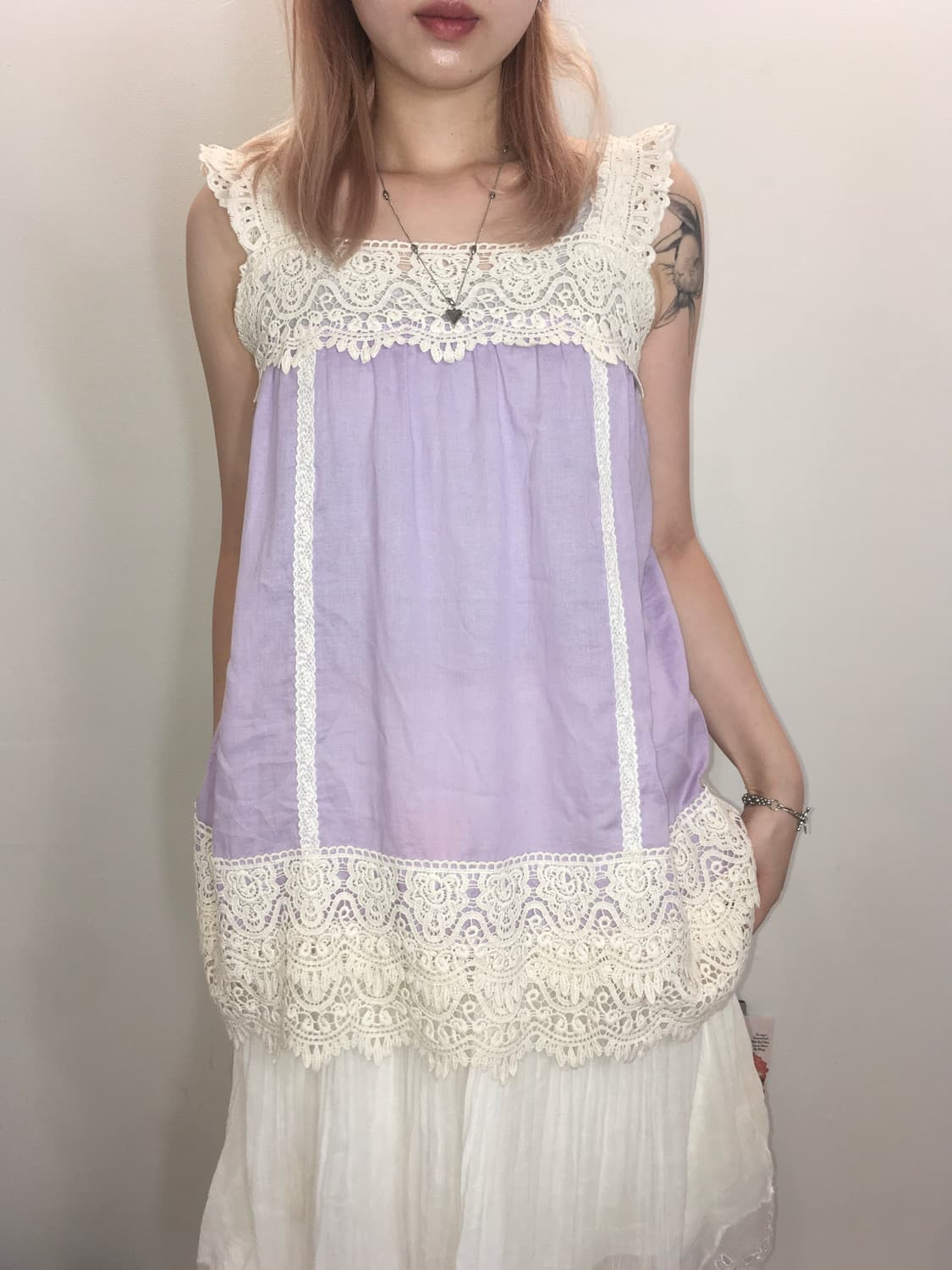jpn vintage palepurple lace sleeveless 상품이미지2